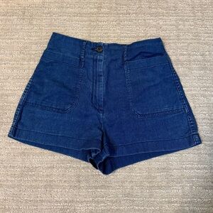 Aritzia Wilfred Free Naves Shorts High Rise Dark Indigo 100% Cotton Size: 2